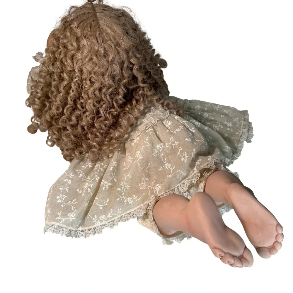 RARE Charlene Marie '97 Porcelain Doll Blonde Curls Lace Gown Collectible SIGNED